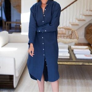 Emerson Fry Midi Shirtdress — Lake Blue Linen